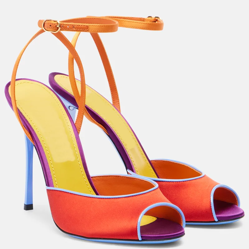 Peep Toe Heels - Satin-Sandalen in verschiedenen Farben mit Peeptoe,