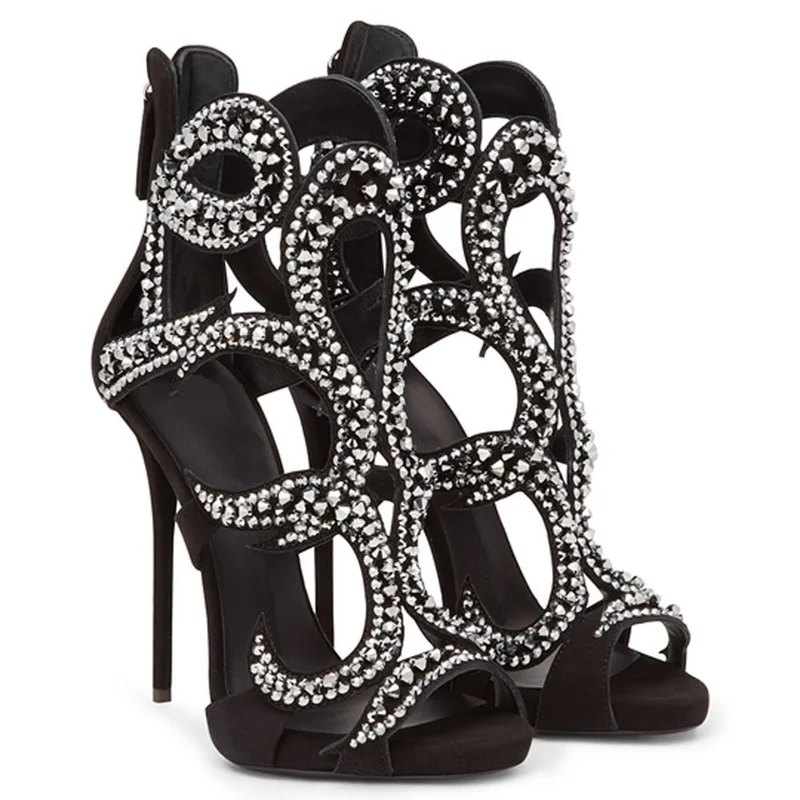 Women Shoes Zipper - Glänzende Kristall-Stiletto-Sandalen in verschiedenen Farben, sexy,