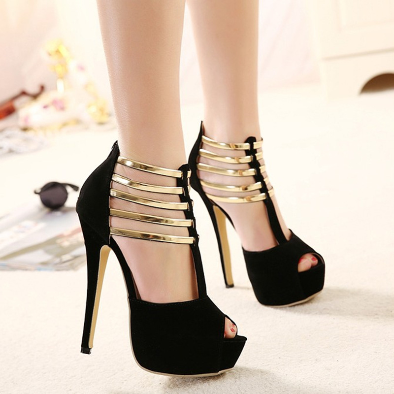 Women Shoes Zipper - High Heels 2026 Sommer Ausgehöhlte Europäische
