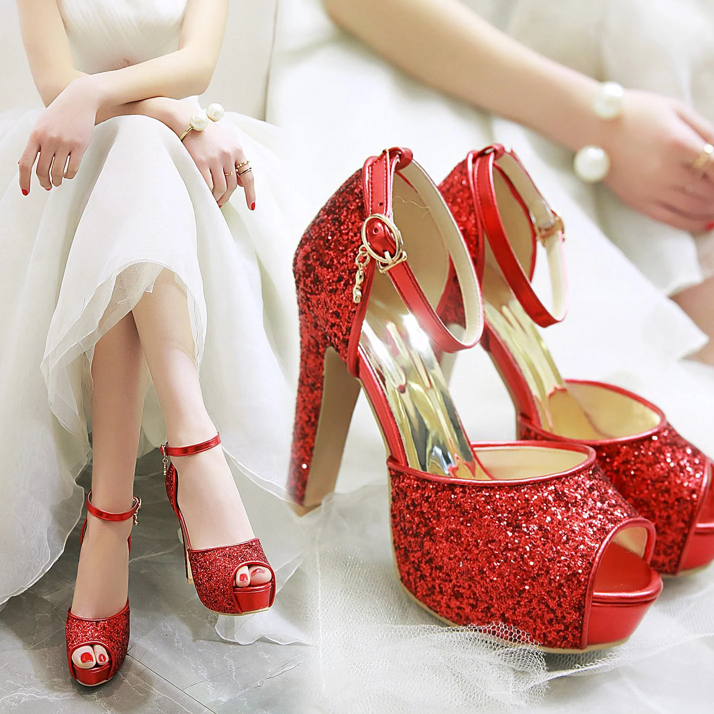 Silber Sommer Frauen High Heel – Peep Toe Heels Bewertung und Preis