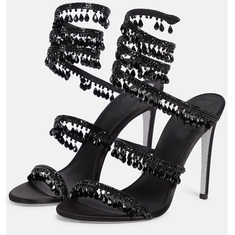 Sexy grüne Kristall-Fransen-St – Peep Toe Heels Bewertung und Preis