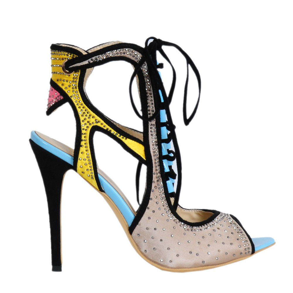 Bling Kristall Patchwork Peep  – Peep Toe Heels Bewertung und Preis