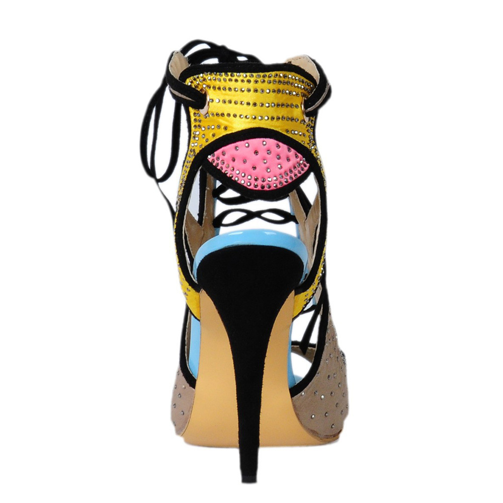 Bling Kristall Patchwork Peep  – Peep Toe Heels Bewertung und Preis