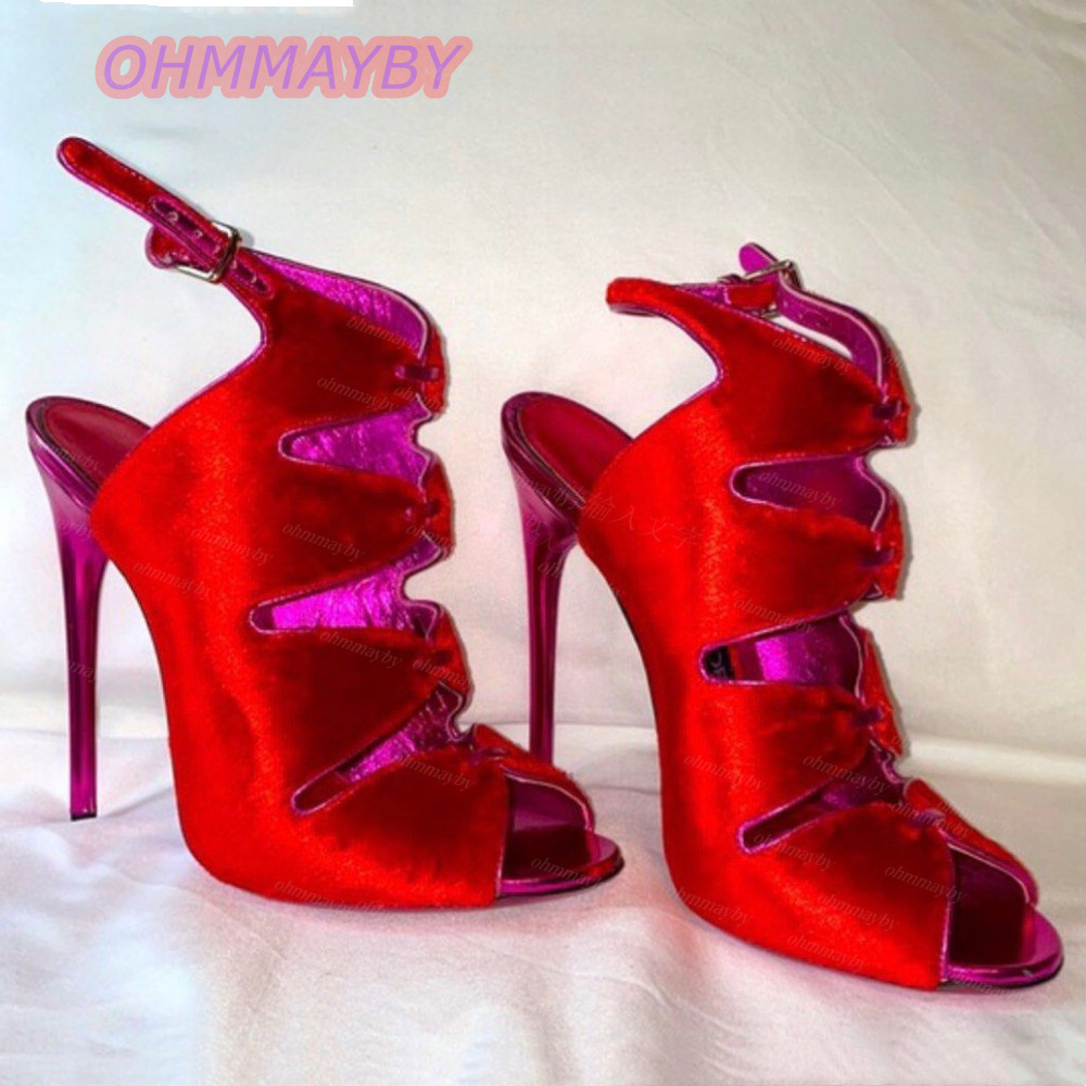 Damen Rote Samt Peeptoe-Sandal – Kids Shoes Women Bewertung und Preis