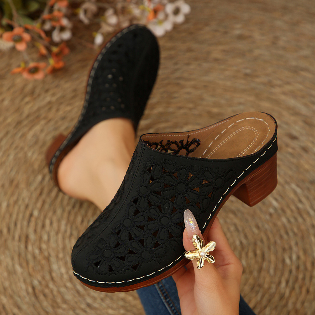 Damen-Clogs mit Blumenmuster u – Peep Toe Heels Bewertung und Preis